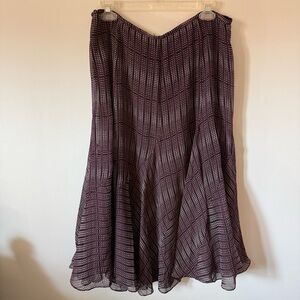J. Crew Midi Skirt Purple & Black Geometric 100% silk skirt size 16